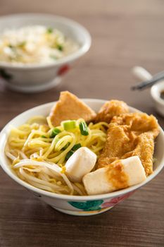 Kampar Fish ball noodle on wooden table