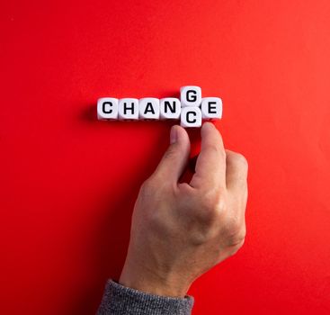 Cube with word change to chance, Personal development and career growth or change yourself concept.
