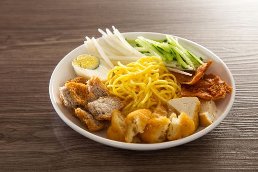 Mee Rojak is Malaysia Indian food of noodle with peanut sauce. One of very famous food in asia.