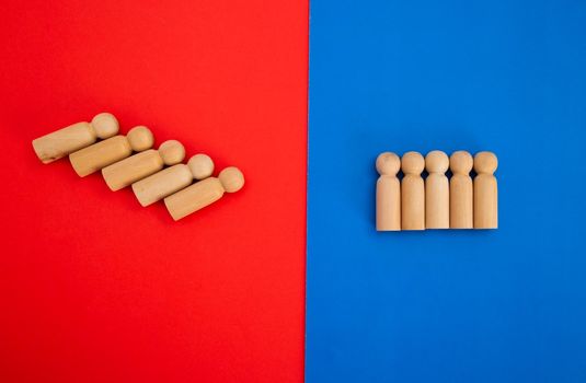falling figures of people (employees). Finance crisis and risk