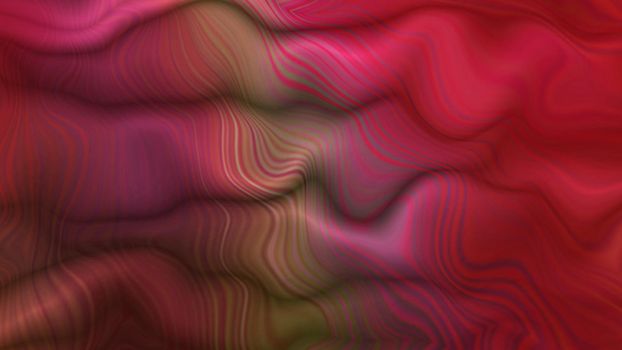 Abstract textured red background with three-dimensional waves. 3d image, 3d rendering