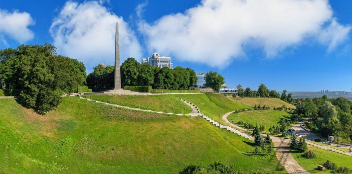 Kyiv, Ukraine 07.11.2020.  Tomb of the Unknown Soldier in the Park of Eternal Glory in Kyiv, Ukraine, on a sunny summer morning