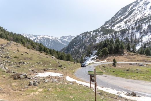 Arcalis, Andorra : 2021 March 30 : Cabanes del Castellar in Spring on the road to Ordino Arcalis in Andorra.