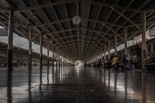 Bangkok, thailand - Jul 7, 2019 : Surroundings around Bangkok Railway Station. Bangkok Railway Station or Hua Lamphong Station is the main railway station in Bangkok, Thailand.
