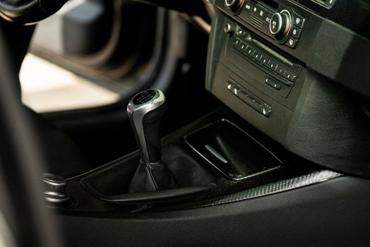 Detail of a luxury Car gear lever