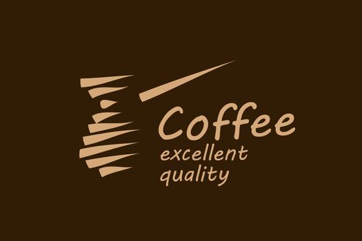 Drawn vector logo for making coffee on a dark background.