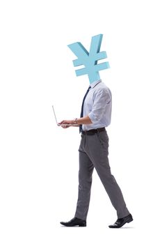  Businessman with japanese yen sign instead of head