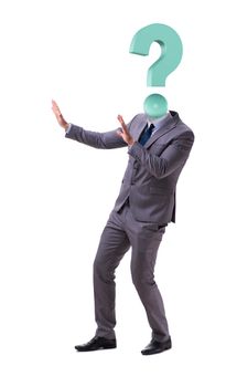  Businessman with question mark instead of his head