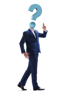  Businessman with question mark instead of his head