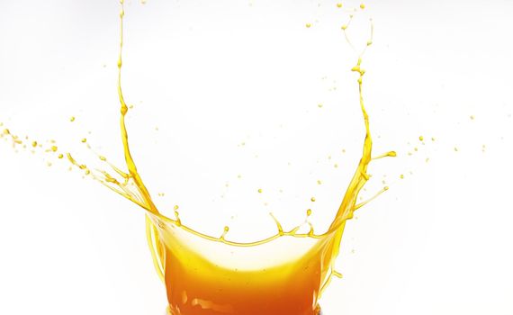 Orange juice splash on white background