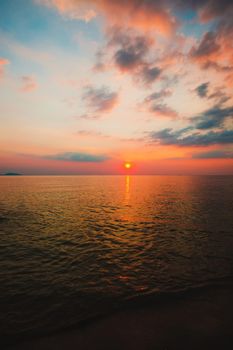 Sunset with beautiful sky on the beach