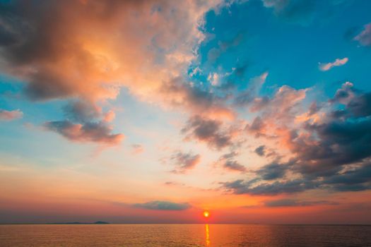 Sunset with beautiful sky on the beach