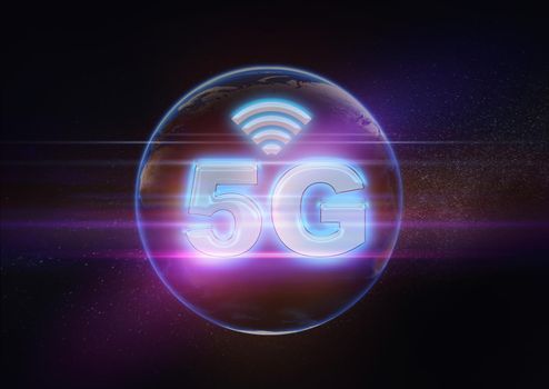 5G Advanced technology background, Abstract 5G concept 3d illustration, internet big data 