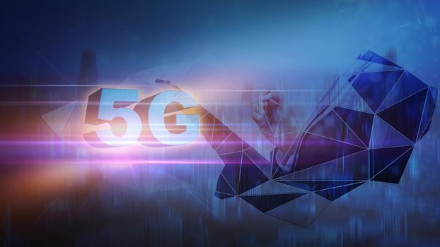 5G Advanced technology background, Abstract 5G concept illustration, internet big data 
