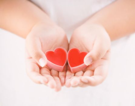 Couple heart on hand, giving love with love