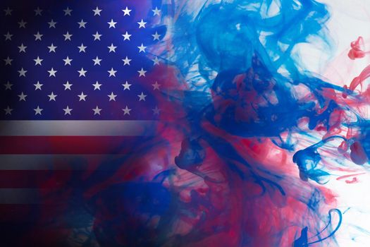 American flag, USA clouds mystic flags placed Thick colored silky abstract clouds flags