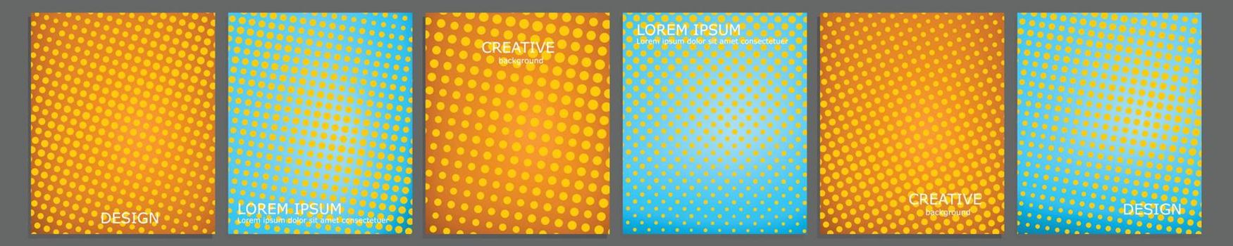 Set of vector cover notebook design. Abstract pop art dotted gradient template design for notebook paper, copybook brochures, book, magazine. Planner and diary cover for print.