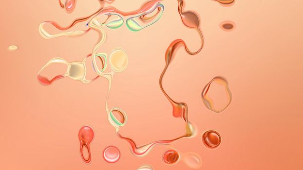 Abstract orange background with colorful bubbles. 3d image, 3d rendering