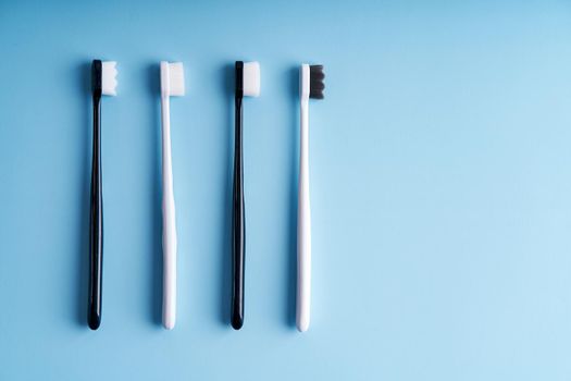 Trendy soft-bristled toothbrushes. Popular toothbrushes. Hygiene trends.