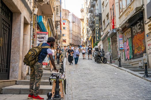 Summer street view of the central part of Istanbul. Sultanahmet area. Turkey , Istanbul - 21.07.2020