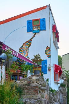 Istanbul colors. The details of the house are painted in bright colors.