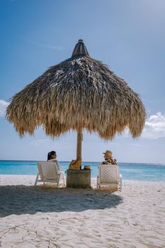  Cas Abou Beach on the caribbean island of Curacao, Playa Cas Abou in Curacao Caribbean tropical white beach with blue ocean