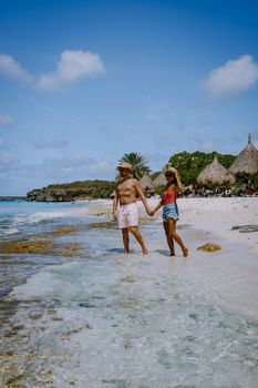  Cas Abou Beach on the caribbean island of Curacao, Playa Cas Abou in Curacao Caribbean tropical white beach with blue ocean