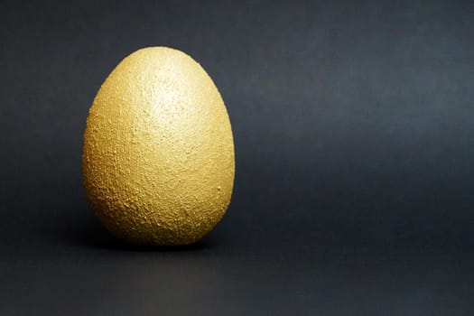 golden egg on black background close up copy space