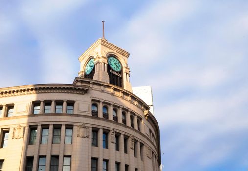 TOKYO, JAPAN - MARCH 2,2017 : Ginza Seiko Clock Tower, Ginza district in Tokyo, Japan.