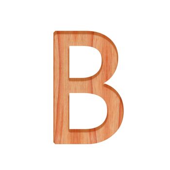 wooden vintage alphabet letter pattern beautiful 3d isolated on white background, capital letter B