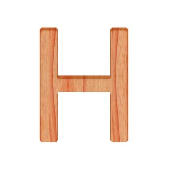 wooden vintage alphabet letter pattern beautiful 3d isolated on white background, capital letter H