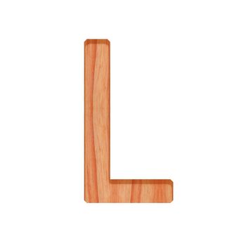 wooden vintage alphabet letter pattern beautiful 3d isolated on white background, capital letter L
