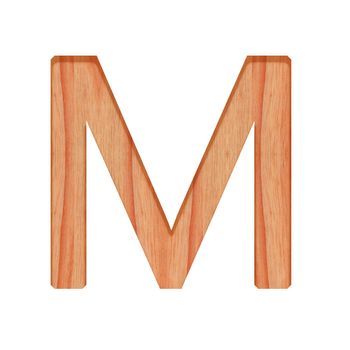 wooden vintage alphabet letter pattern beautiful 3d isolated on white background, capital letter M