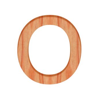 wooden letter pattern beautiful 3d isolated on white background, design alphabet O