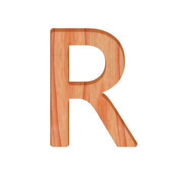 wooden letter pattern beautiful 3d isolated on white background, design alphabet R