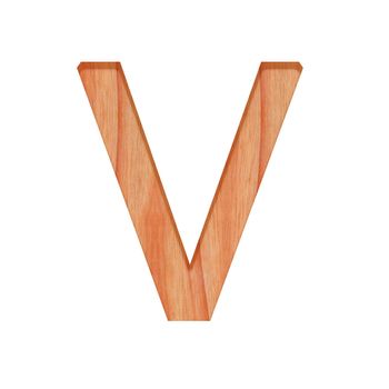 wooden letter pattern beautiful 3d isolated on white background, design alphabet V