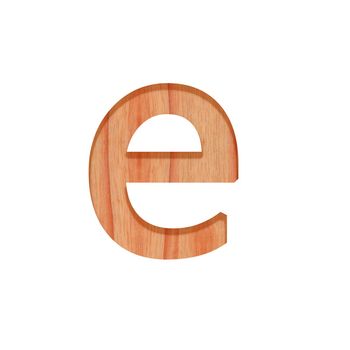 alphabet small wooden vintage. lowercase letter  pattern beautiful 3d isolated on white background ( design consonant e )