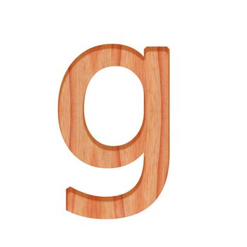 alphabet small wooden vintage. lowercase letter  pattern beautiful 3d isolated on white background ( design consonant g )