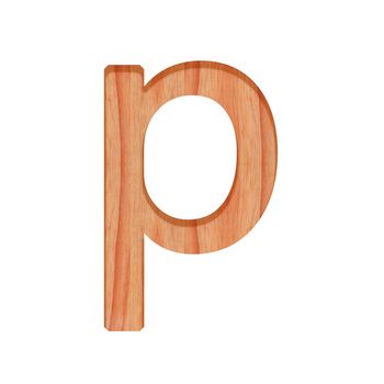 alphabet small wooden vintage. lowercase letter  pattern beautiful 3d isolated on white background ( design consonant p )