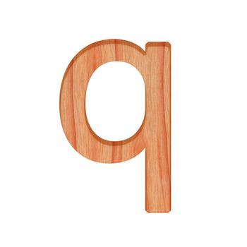 alphabet small wooden vintage. lowercase letter  pattern beautiful 3d isolated on white background ( design consonant q )