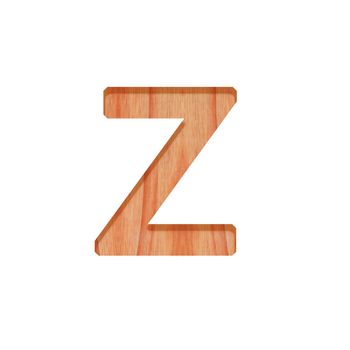 alphabet small wooden vintage. lowercase letter  pattern beautiful 3d isolated on white background ( design consonant z )