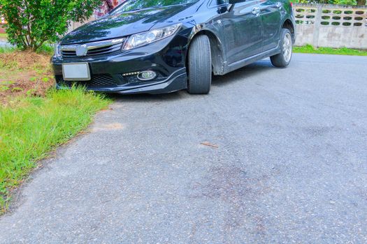 accident car fall ditch on the road