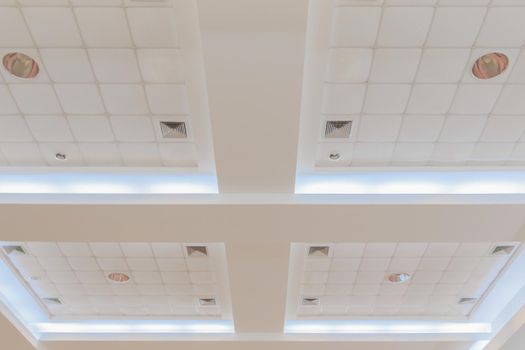 ceiling gypsum of business interior office building and light neon. style monochrome with copy space add text