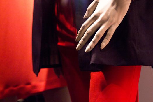 Womans hand of a mannequin. No people. Copy space