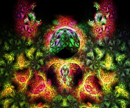 Computer generated colorful fractal artwork for creative design and entertainment