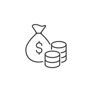 Money Related Vector Line Icon. Sign Isolated on the White Background. Editable Stroke EPS file. Vector illustration.