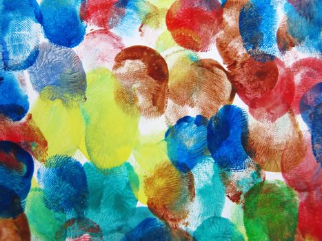 Colorful Abstract fingerprint painted background with watercolor