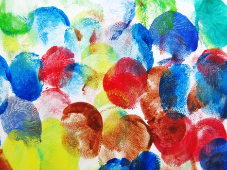 Colorful Abstract fingerprint painted background with watercolor