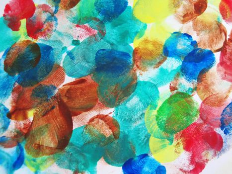 Colorful Abstract fingerprint painted background with watercolor