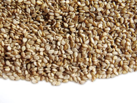 background of sesame seeds on a white background